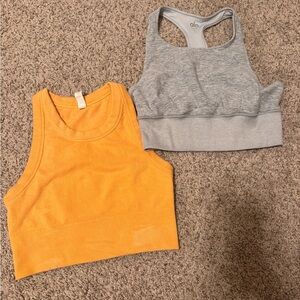 Alo Yoga Gray and Orange sports bras
